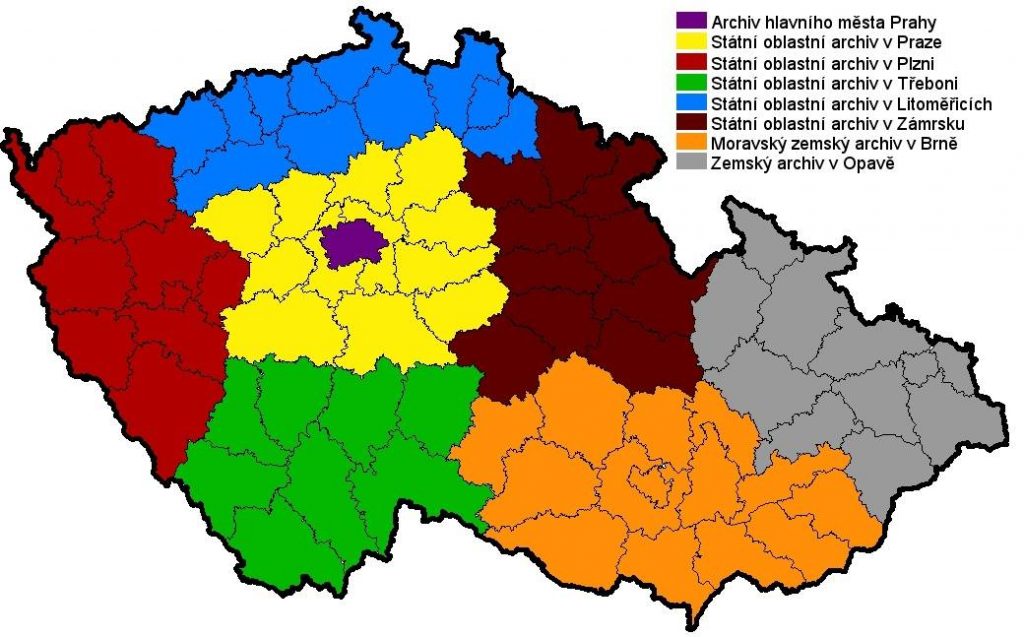 statni oblastni archivy mapa